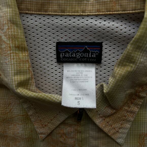 Patagonia Shirt Mens Small S Full Zip Organic Cotton Gingham Topo Map Graphic - Picture 4 of 8